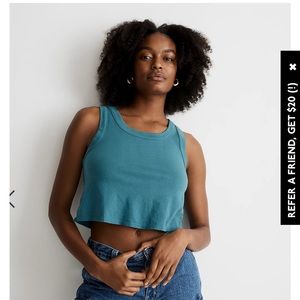 NWT Madewell Softfade Cotton Boxy-Crop Tank
